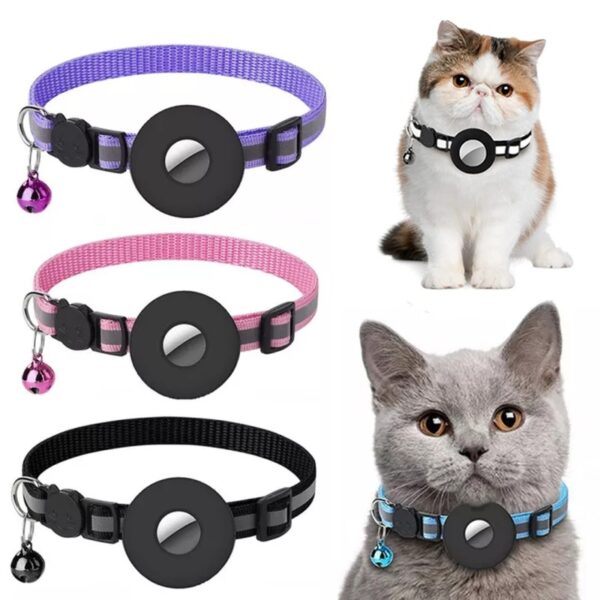 Reflective Collar Waterproof Holder Case For Airtag Air Tag Airtags Protective Cover Cat Dog Kitten Puppy Nylon Collar