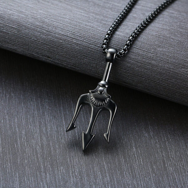 Neptune's Trident Necklace Retro Mythical Sea King Poseidon Trident Harpoon Pendant Necklace Men's Fashion Trend Cool Jewelry - Image 5