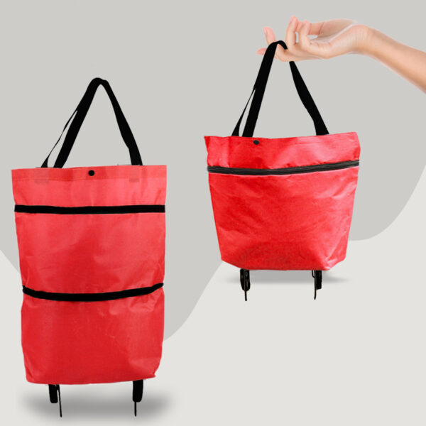 2 in 1 Foldable Shopping Cart with Wheels Premium Oxford Fabric Multifunction Shopping Bag Organizer High Capacity - Image 4