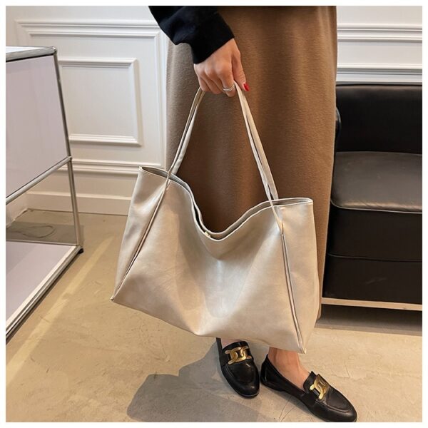 Vintage Women's Tote Bag Athletic Casual Fashion Large Capacity Leather Shoulder Bag Shopper Harajuku Simple Handbag - Image 10