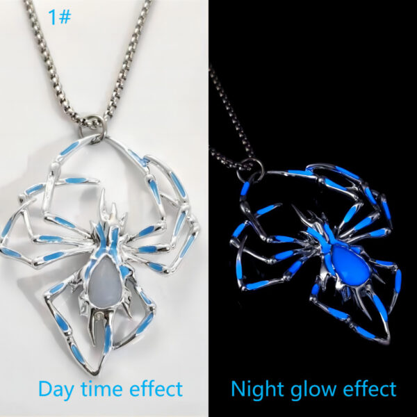 Halloween Creative Stereo Luminous Spider Necklace Jewerly Glowing Night Fluorescence Antique Vintage Glow In The Dark For Men Women Gift Party Halloween Day Club - Image 3