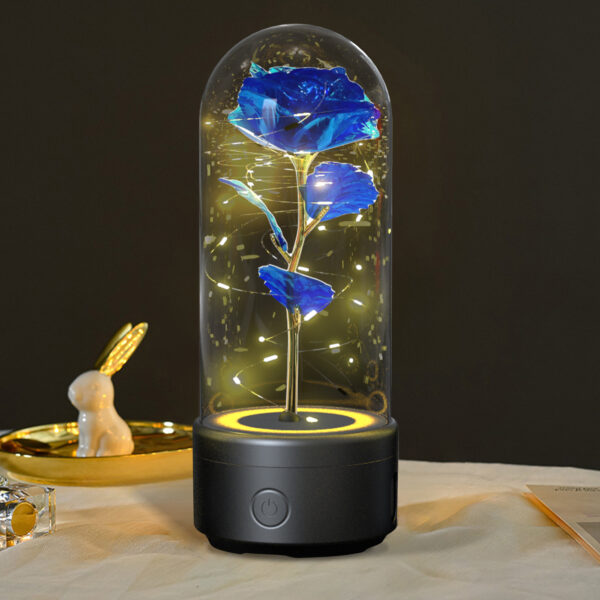 Creative 2 In 1 Rose Flowers LED Light And Bluetooth-compatible Speaker Valentine's Day Gift Rose Luminous Night Light Ornament In Glass Cover - Image 7