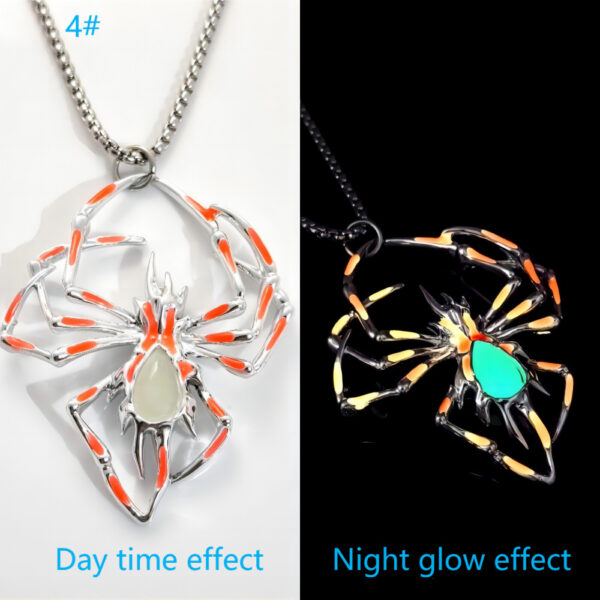 Halloween Creative Stereo Luminous Spider Necklace Jewerly Glowing Night Fluorescence Antique Vintage Glow In The Dark For Men Women Gift Party Halloween Day Club - Image 4