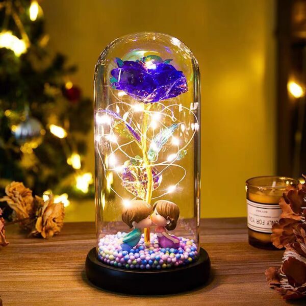 Eternal Rose LED Light Foil Flower In Glass Cover Night Lights Valentines Day Gifts Lamp Decor For For Home Bedroom Wedding Gift Valentine's Day Gifts - Image 10