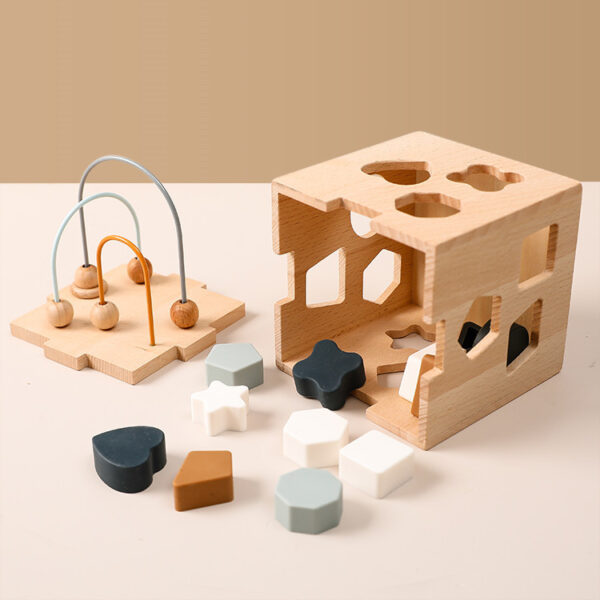 Wooden Perforated Baby Puzzle Toy Blocks - Image 3